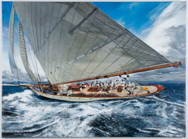 Régate à Saint Tropez Peinture intitulée "Régate à Saint Trop…" par Jean Marie Vincent, Œuvre d'art originale, Acrylique