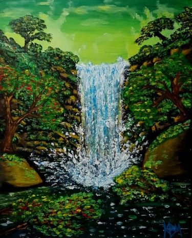 Pintura titulada "Cascada del paraiso" por Kadir Bali Black Milord, Obra de arte original, Acrílico