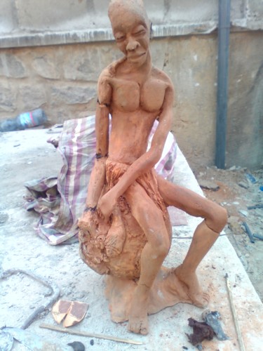 Sculpture intitulée "Pêcheurs" par Élysée Nguadio, Œuvre d'art originale