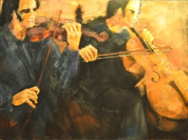 绘画 标题为“Les 2 musiciens” 由Philippe Jamin, 原创艺术品, 油