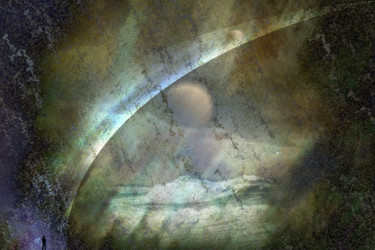 Digital Arts titled "la-lune-sort-de-sa-…" by Max Parisot Du Lyaumont, Original Artwork, Digital Painting Mounted on Alumini…