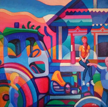 Peinture intitulée "Traktor" par Jean Louis Bonamy, Œuvre d'art originale, Huile