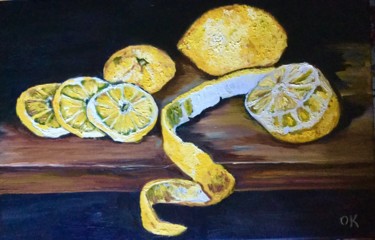 Painting titled "Lemons. Still life." by Olga Koval, Original Artwork, Oil