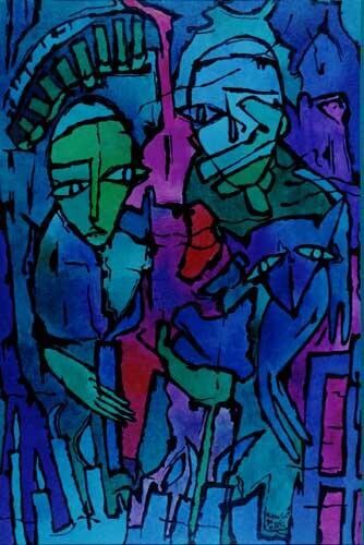 Malarstwo zatytułowany „No.G1” autorstwa Małgorzata Krasucka, Oryginalna praca, Olej Zamontowany na Drewniana rama noszy