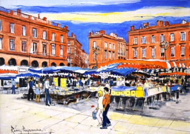 Painting titled "marché du Capitol" by Remy Peyranne, Original Artwork