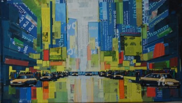 제목이 "New York lumière"인 콜라주 Jacques Lacourrege로, 원작