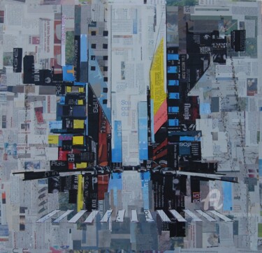 Collages titled "New York écrasant" by Jacques Lacourrege, Original Artwork, Acrylic
