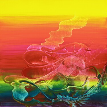 Recevoir - Information - Vibratoire Peinture intitulée "Recevoir - Informat…" par Diane Hubesch, Œuvre d'art originale, Acrylique