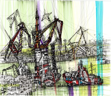 绘画 标题为“Admirality Shipyard” 由Maria Susarenko, 原创艺术品, 圆珠笔
