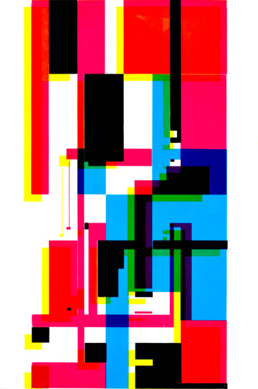 Gravures & estampes intitulée "séri-géo-5" par Jeff, Œuvre d'art originale, Gravure