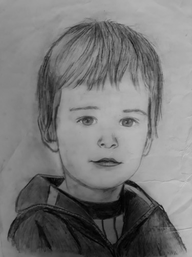 Dessin intitulée "Mon fils" par Myriam Gylon, Œuvre d'art originale, Crayon