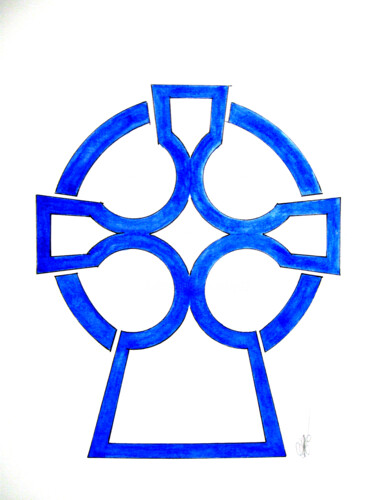 Peinture intitulée "croix-celte-simple-…" par Aélys, Œuvre d'art originale