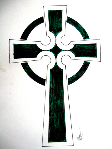 Peinture intitulée "croix-celte-simple-…" par Aélys, Œuvre d'art originale