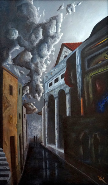 Ζωγραφική με τίτλο "The city in my mind" από Luis Ortega Lopez, Αυθεντικά έργα τέχνης, Λάδι