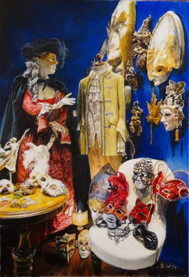 Peinture intitulée "Venise-l'amour-impo…" par Brigitte With, Œuvre d'art originale, Huile
