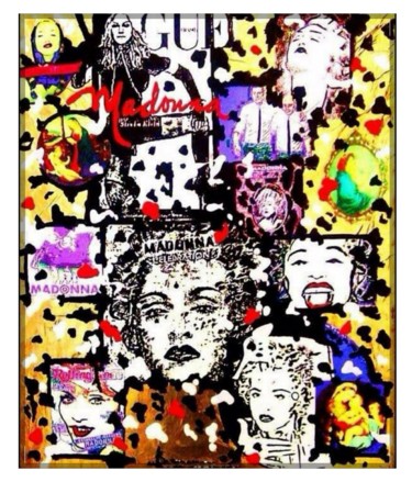 Collages intitolato "MADONNE POP2" da Simone Lazzarini, Opera d'arte originale, Collages