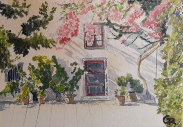 제목이 "Maison fleurie"인 미술작품 Gatt One로, 원작, 수채화