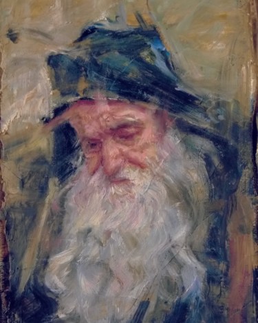 Peinture intitulée "Elder from Agion Or…" par Nagia Chrisanthacopoulou, Œuvre d'art originale, Huile