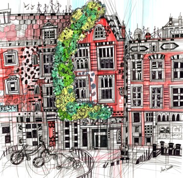 Amsterdam Drawing 「Amsterdam Drawing」というタイトルの描画 Maria Susarenkoによって, オリジナルのアートワーク, ボールペン