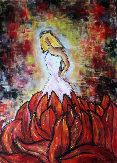 Peinture intitulée "AMOUR INCONDITIONNEL" par Christiane Guerry, Œuvre d'art originale, Acrylique Monté sur Châssis en bois
