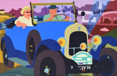 Peinture intitulée "La citroën bleue" par Danielle Braillon (DANIELL), Œuvre d'art originale, Huile