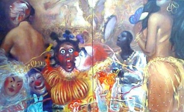 Painting titled "O passista e seu pa…" by Aldo Luiz De Paula Fonseca, Original Artwork, Oil