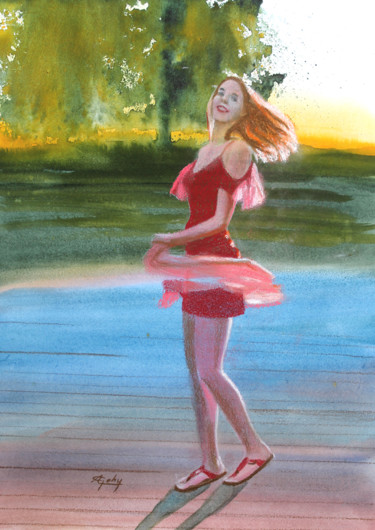 Laureline le jour de ses dix-huit ans Peinture intitulée "Laureline le jour d…" par Adyne Gohy, Œuvre d'art originale, Pastel