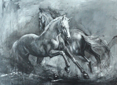 绘画 标题为“Horses” 由Giorgi Kobiashvili (KOBI), 原创艺术品, 油