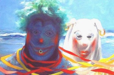 Painting titled "Nas praia" by Aldo Luiz De Paula Fonseca, Original Artwork, Oil