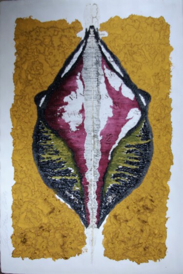 Painting titled "Terra incognita" by Christian Gaufreteau, Artiste-Jardinier, Original Artwork, Pigments Mounted on Wood Str…