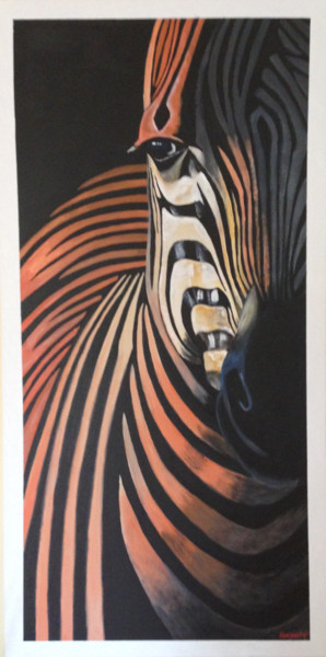 Peinture intitulée "LE ZEBRE" par Pascal Feriault, Œuvre d'art originale, Acrylique