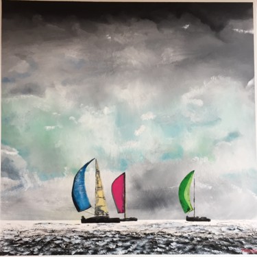 Peinture intitulée "CIEL D'EMERAUDE" par Pascal Feriault, Œuvre d'art originale, Acrylique