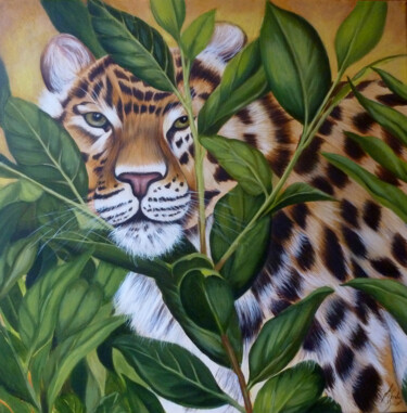 leopard-forest.jpg Peinture intitulée "leopard-forest.jpg" par Jane Moore, Œuvre d'art originale, Huile