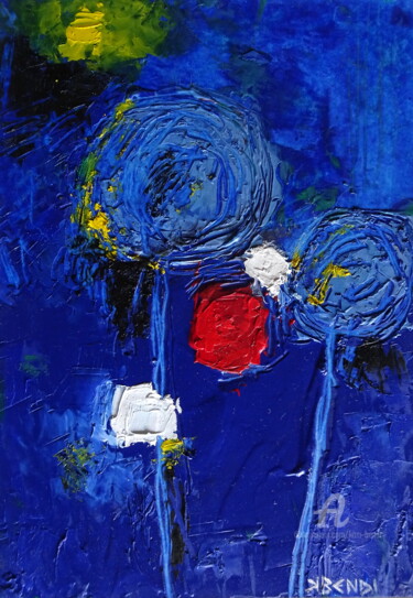 Peinture intitulée "Au clair de la lune" par Kam Bendi, Œuvre d'art originale, Huile