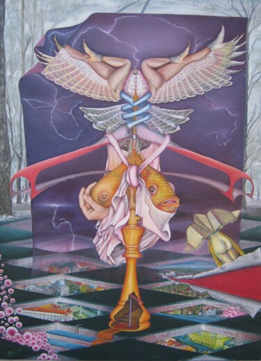 Painting titled "Kleerhanger" by Bob Ivens, Original Artwork, Oil Mounted on Wood Stretcher frame