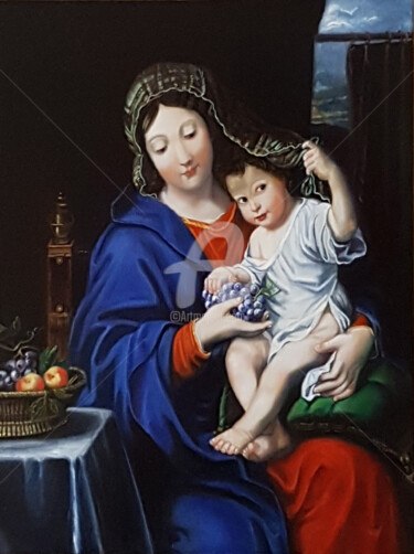 la-vierge-et-lenfant-de-mignaud.jpg Peinture intitulée "la-vierge-et-lenfan…" par Tykamao, Œuvre d'art originale, Huile