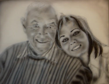 Painting titled "Opa_Enkelin" by Matthias Lietz, Original Artwork, Airbrush