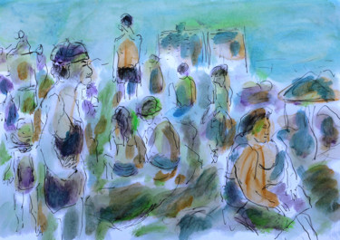 Schilderij getiteld "PLAYA" door Jean Mirre, Origineel Kunstwerk, Olie