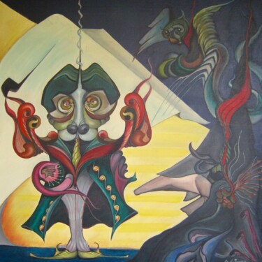 Painting titled "Ons manneke" by Bob Ivens, Original Artwork, Oil Mounted on Wood Stretcher frame