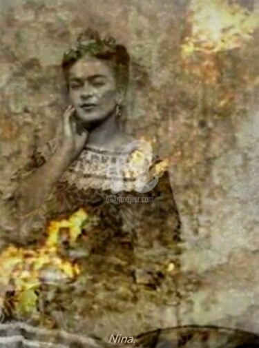 제목이 "Frida"인 디지털 아트 Véronique Marchese로, 원작