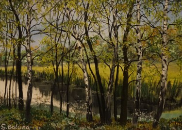 Painting titled ""BEFORE THE RAIN"" by Sergeys Balura, Original Artwork, Oil Mounted on Wood Stretcher frame