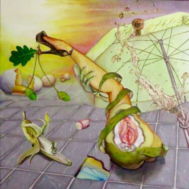 Painting titled "Een uitweg" by Bob Ivens, Original Artwork, Oil Mounted on Wood Stretcher frame