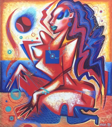 Painting titled "Sunsett" by Kaola Oty, Original Artwork, Acrylic