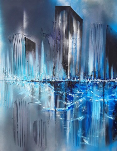 Peinture intitulée "Un soir là bas" par Stephane Heckel, Œuvre d'art originale, Acrylique
