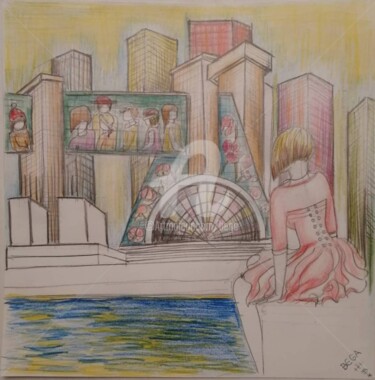 Dessin intitulée "La Vie en ROSE ©" par Bega, Œuvre d'art originale, Aquarelle