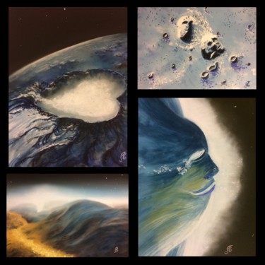 Peinture intitulée "MARS-QUADRIPTYQUE-b…" par Murielle Léger, Œuvre d'art originale, Pastel