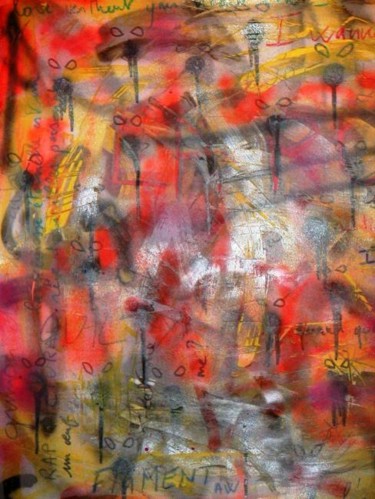 Peinture intitulée "La rumeur (partie g…" par Toytoy, Œuvre d'art originale