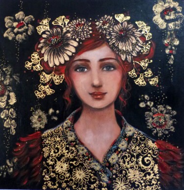 La nuit d'or Painting titled "La nuit d'or" by Loetitia Pillault, Original Artwork, Acrylic