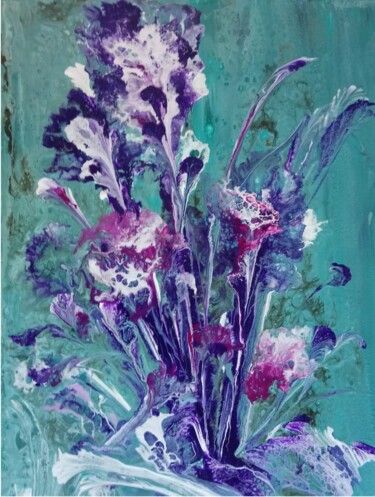Peinture intitulée "Bouquet Mauve  (Sér…" par R Devarrewaere, Œuvre d'art originale, Acrylique