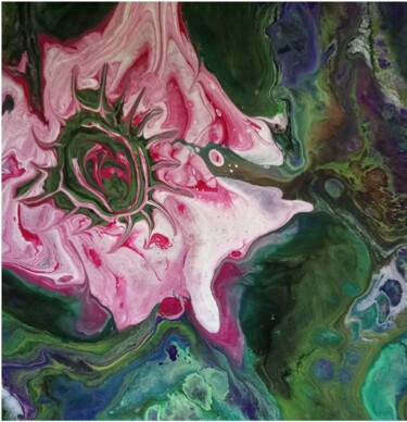 Peinture intitulée "Passiflore" par R Devarrewaere, Œuvre d'art originale, Acrylique Monté sur Châssis en bois